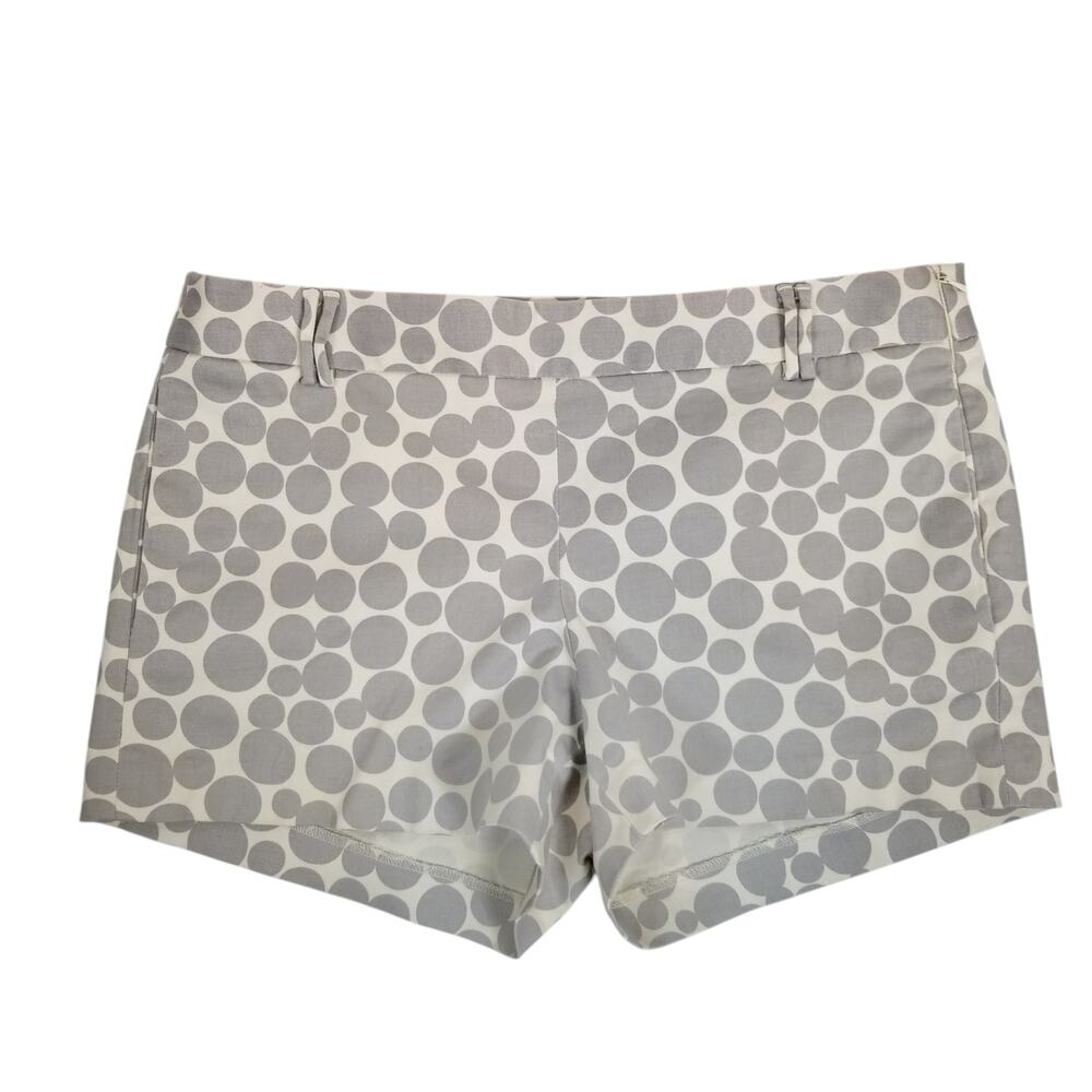 J. Crew Women's Deco Dots Flat Front Polka Dot Shorts Gray White Size 6